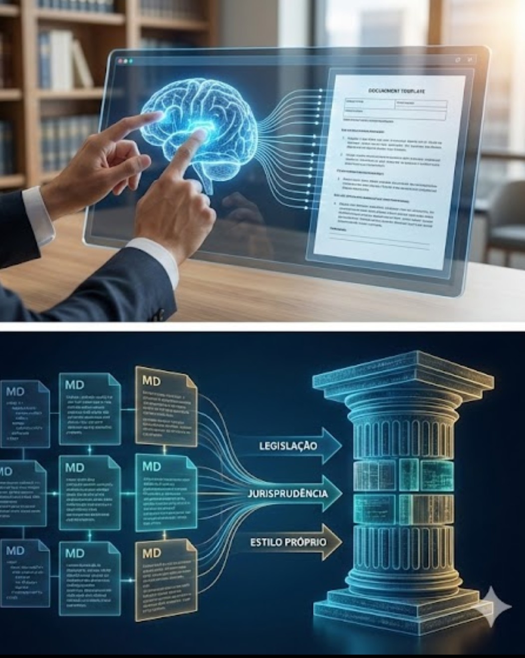 Fluxo de Trabalho: Cérebro Humano + Arquivos MD = Pilar Jurídico Sólido